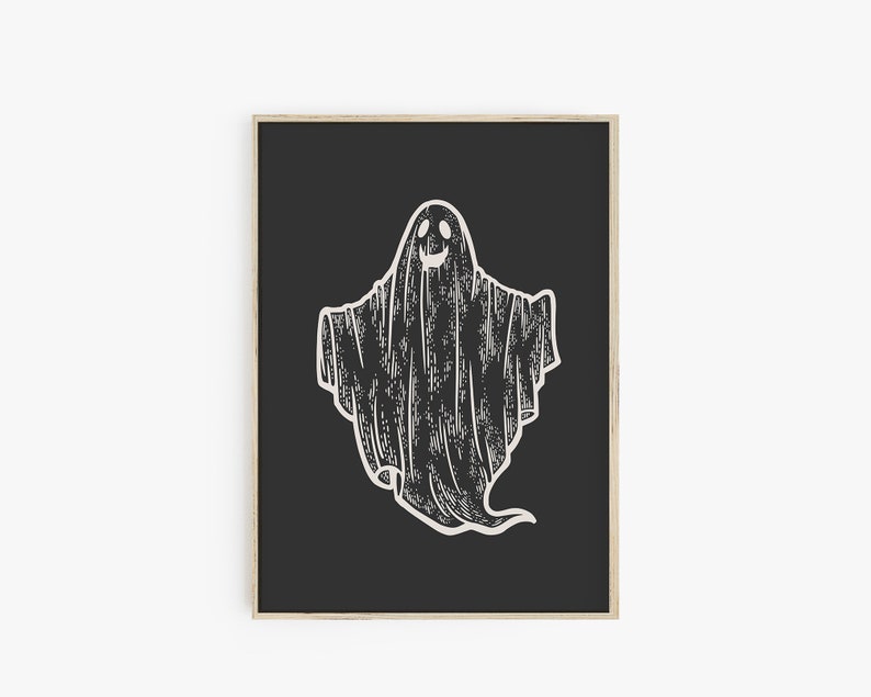 Halloween Druck 3er Set, moderne minimalistische Drucke, druckbare Wandkunst, Fledermaus Geister Kunst, Spinnennetz, Digitaldrucke, großes Poster Druck Bild 5