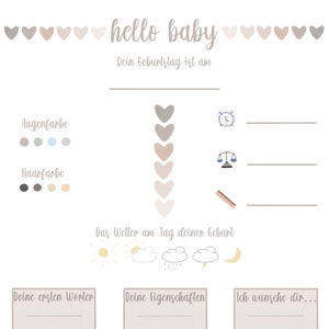 Ausfüllkarte Babyparty - hallo Baby