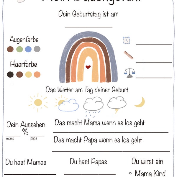 Ausfüllkarte Babyparty - Mein Bauchgefühl