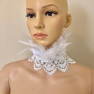 White Feather Lace Choker: Gothic Steampunk Corset Collar
