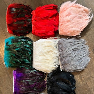 Red, black, white, blue, grey, purple and pink natural hackle coque feather trim rooster feather  for sewing Crafts Costumes Decoration