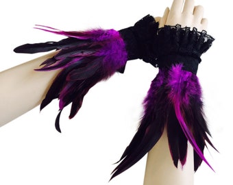 Gothic Black Feather Wrist Cuffs Victorian Burlesque Feathers - Etsy ...