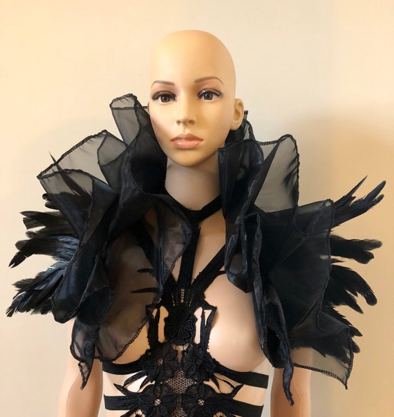 Elegant Black Feather Bolero, Feather Cape, Shrug, Collar  display picture 1