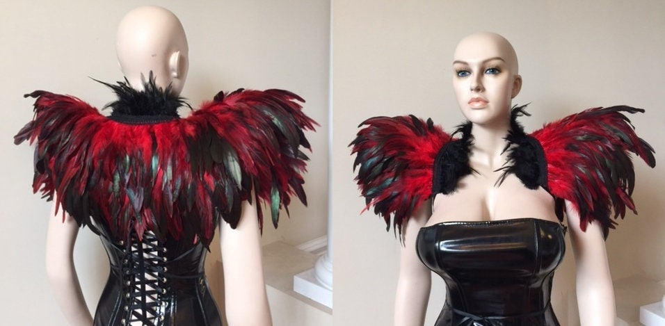 Black /Red/ Purple/feather cape feather capelet with high | Etsy