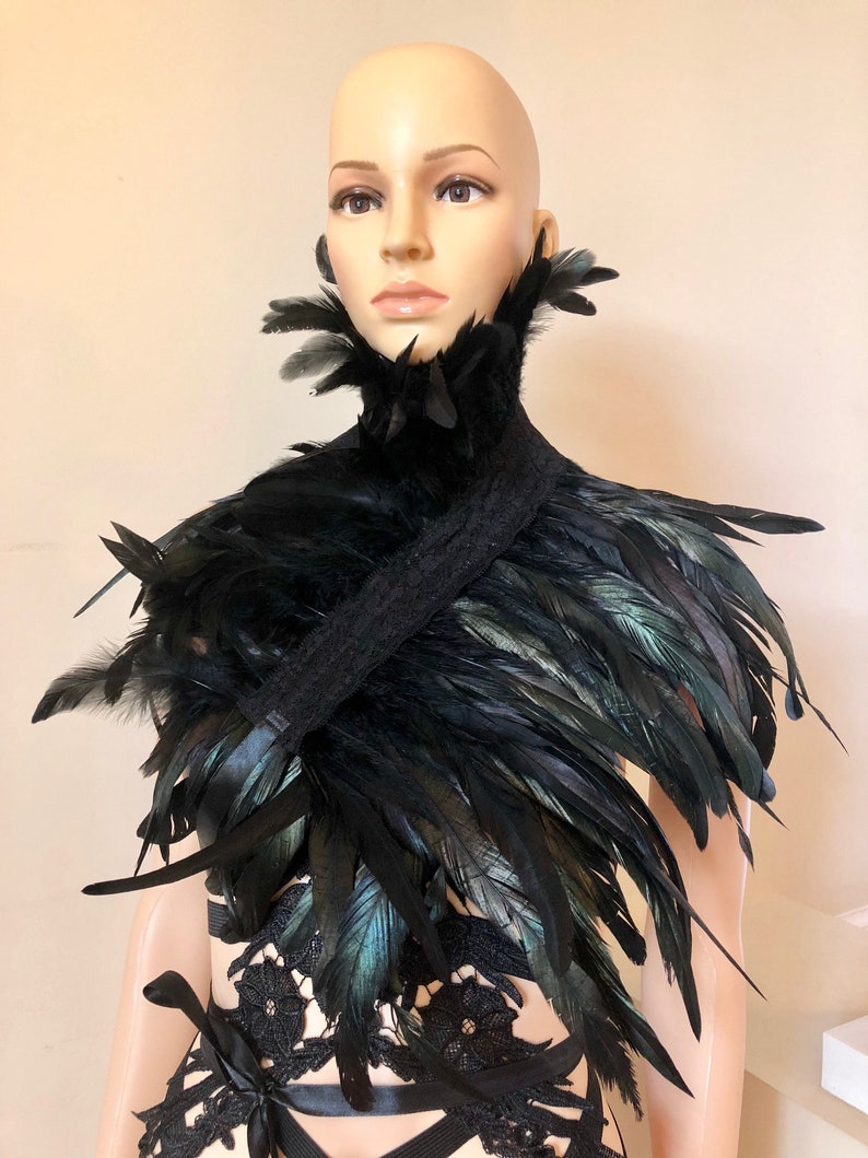 Black High Feather Cape Feather Collar Feather Capelet - Etsy