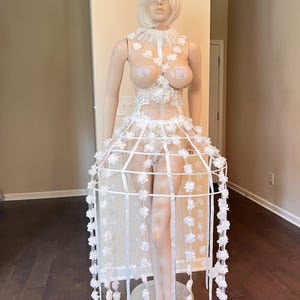 white Crinoline hoop cage skirt pannier skirt  Cage Crinoline elastic waist cage Dress costume & Festival Outfit Clothing Accessories Unisex