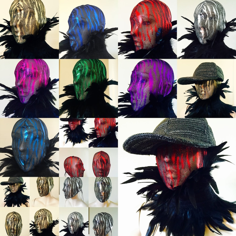 May include: A collage of images featuring a variety of headwear and accessories. The images show a variety of colors and patterns, including black, white, red, blue, green, and purple. The headwear includes a variety of hats, including a baseball cap, a fedora, and a beanie. The accessories include a variety of scarves, necklaces, and earrings.
