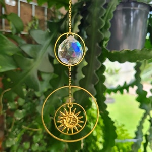Sun and Moon Face Crystal Glass Suncatcher