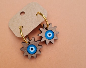 Evil Eye Hoop Earrings | Starburst Hoop Earring