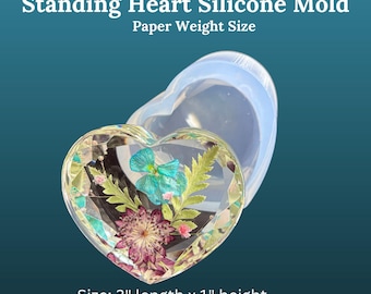 Heart Shape Paper weight silicone mold, heart silicone mold, paper weight resin mold, flower preservation mold