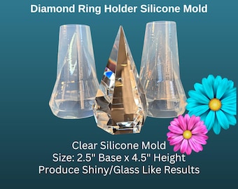 Diamond Medium Pyramid Ring Holder Mold, Resin Silicone Mold, Flower Preservation Molds, Prism Ring Holder, Clear Silicone Resin Mold.