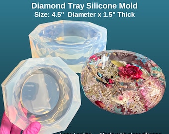 Diamond Trinket Dish Silicone Mold: 4.5" Resin Tray