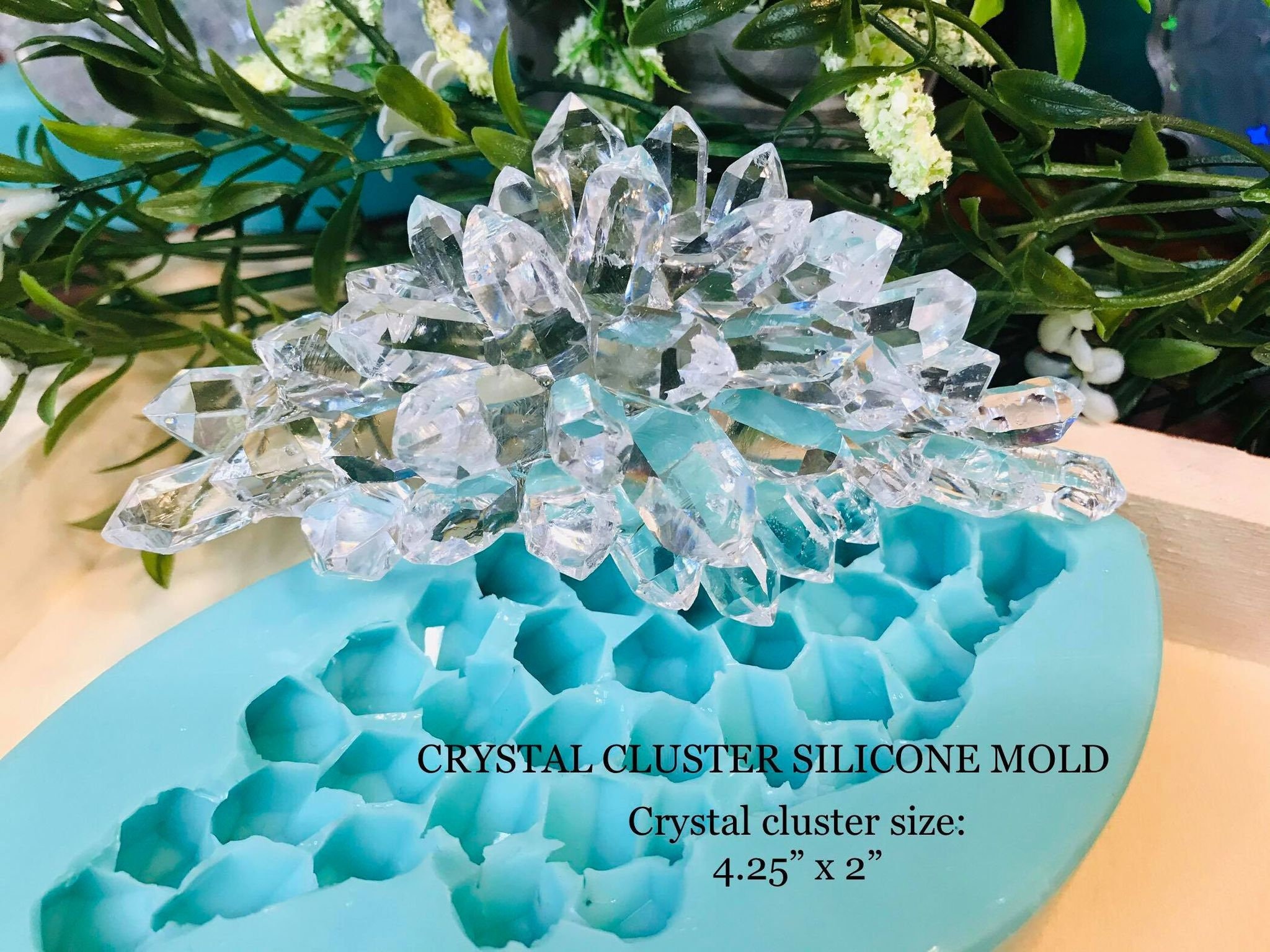 Crystal Cluster Silicone Mold, Classique Mold, Geode Crystal Cluster Mold, Glossy Long Silicone Mold