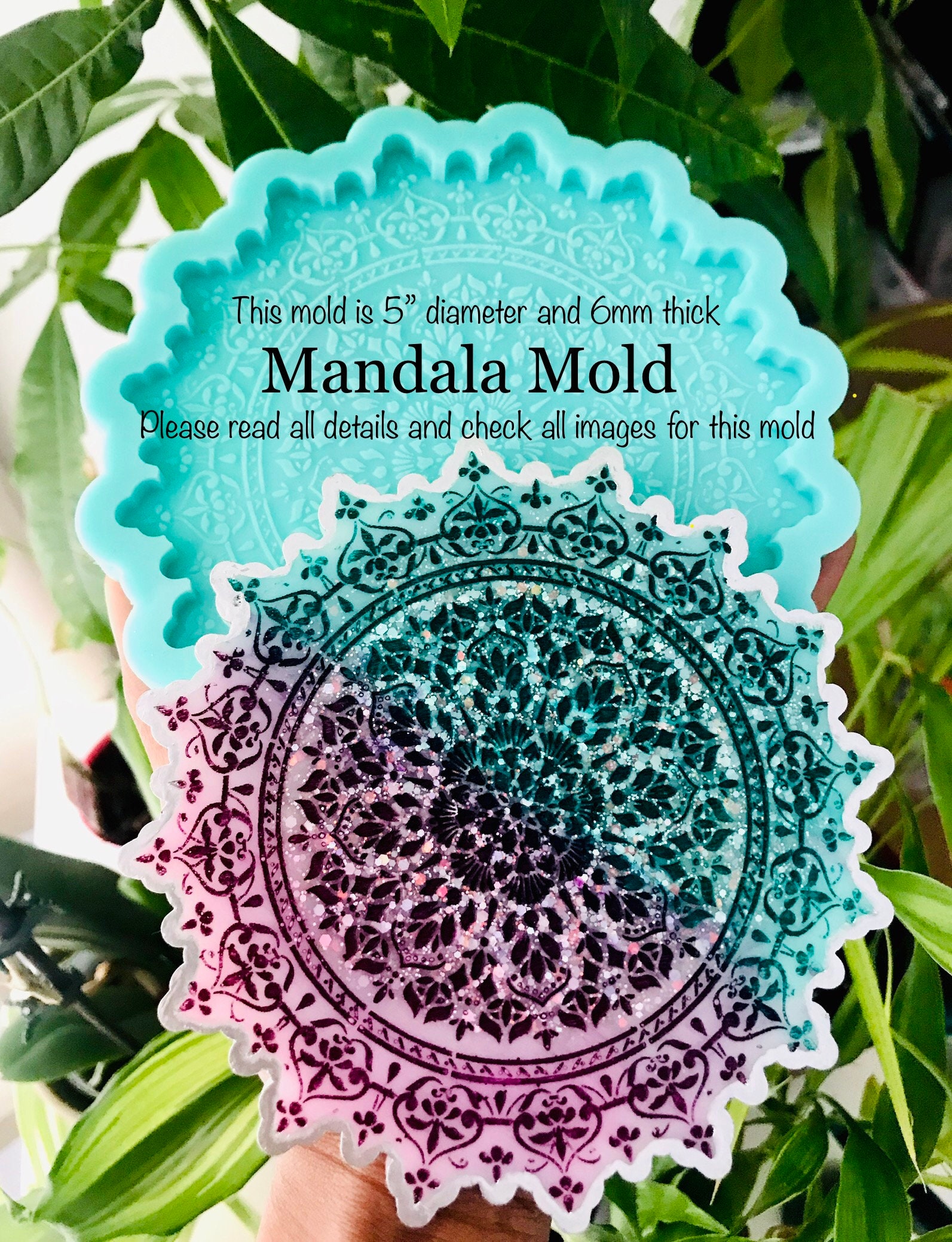 ResinWorld 5 Pcs Mandala Coaster Resin Molds, Mandala Tray Molds