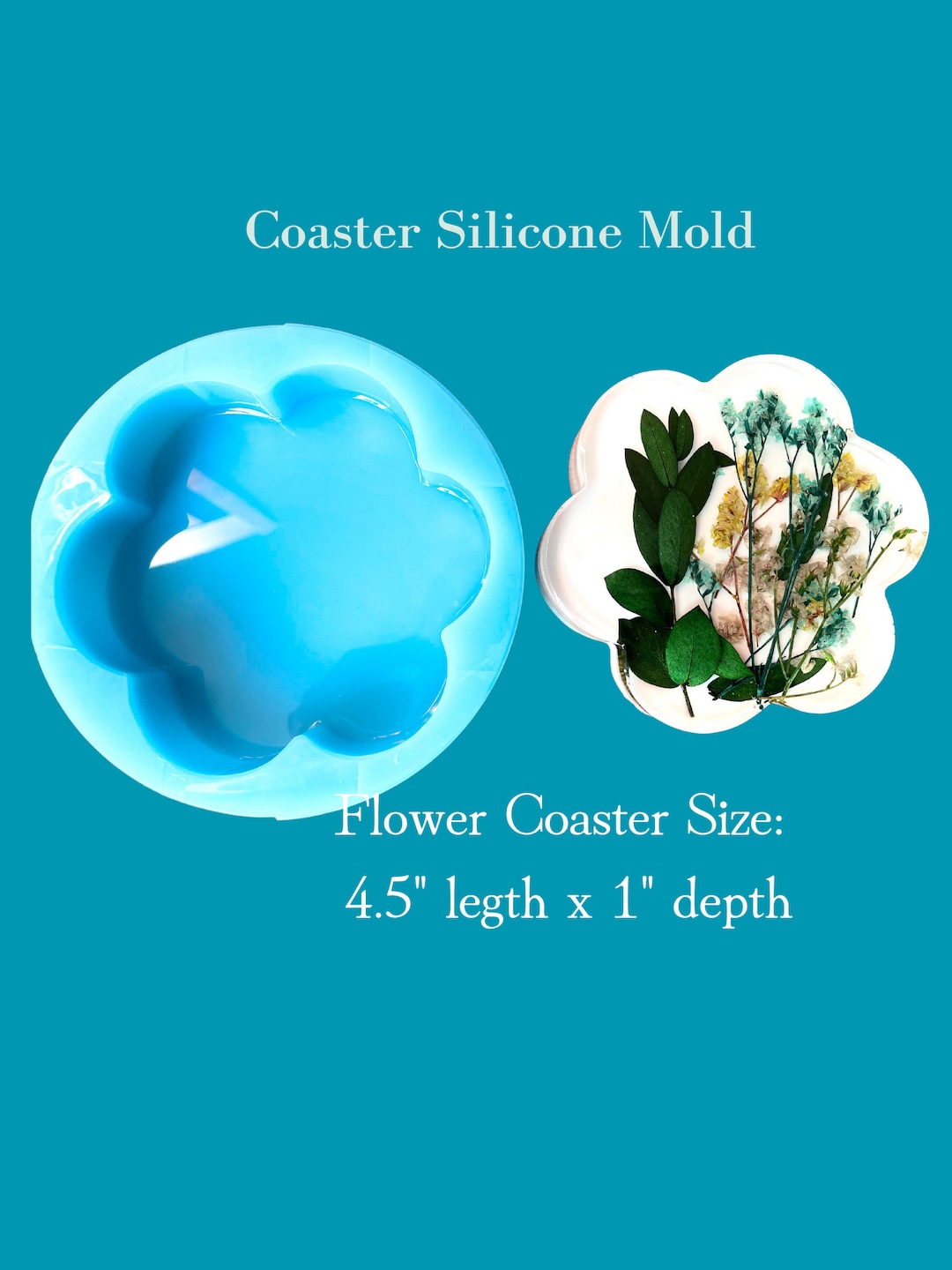 Flower Coaster Molds, Shiny Coaster Molds, 1 Deep Casting Molds