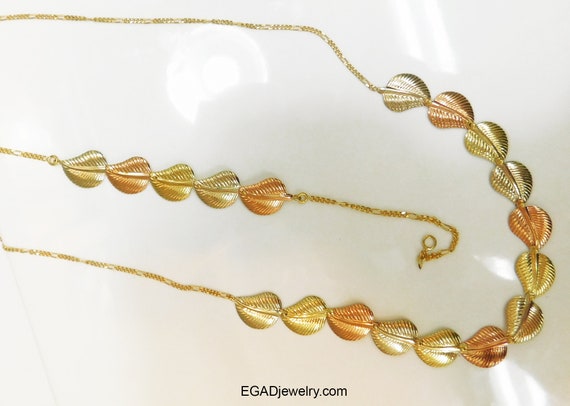 Vintage Estate 14K Tri Color Gold Necklace and Mat
