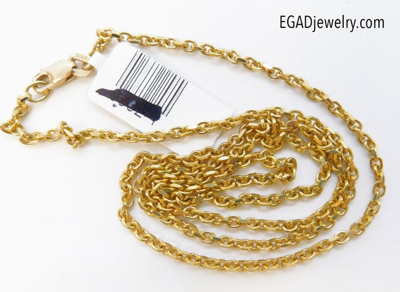 14K Yellow Gold Rolo Link Chain Necklace, Men's je
