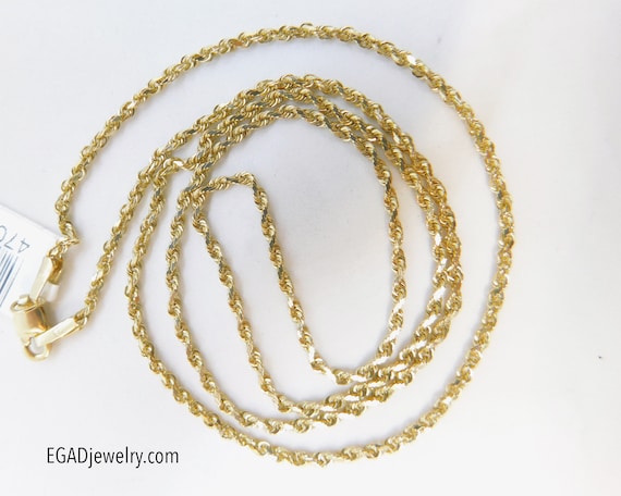 14K Yellow Gold Rope Chain Necklace, Rope chain ne