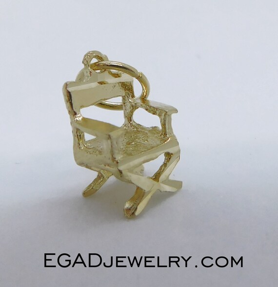 14K Yellow Gold Beach, Folding Chair Pendant, Fine
