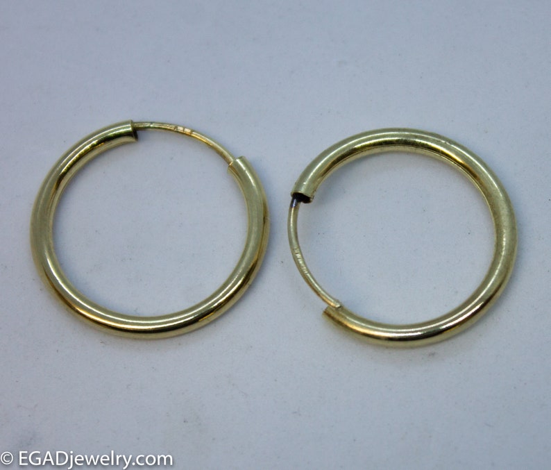 Vintage 10k Yellow Gold Hoop Earrings 2cm