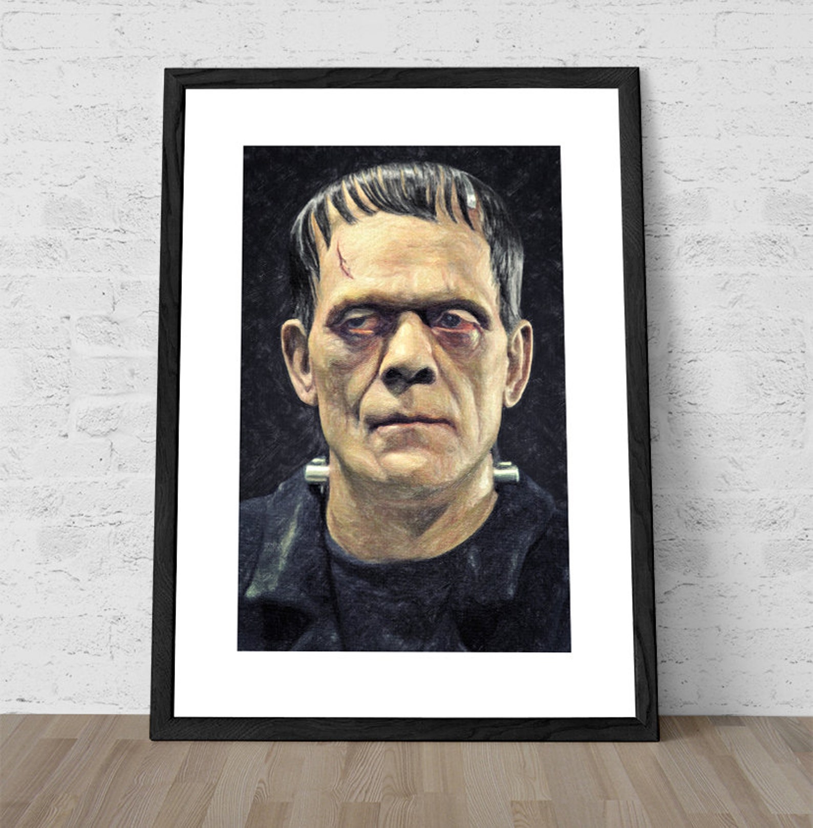 Frankenstein Painting Horror Art Print Frankenstein Etsy
