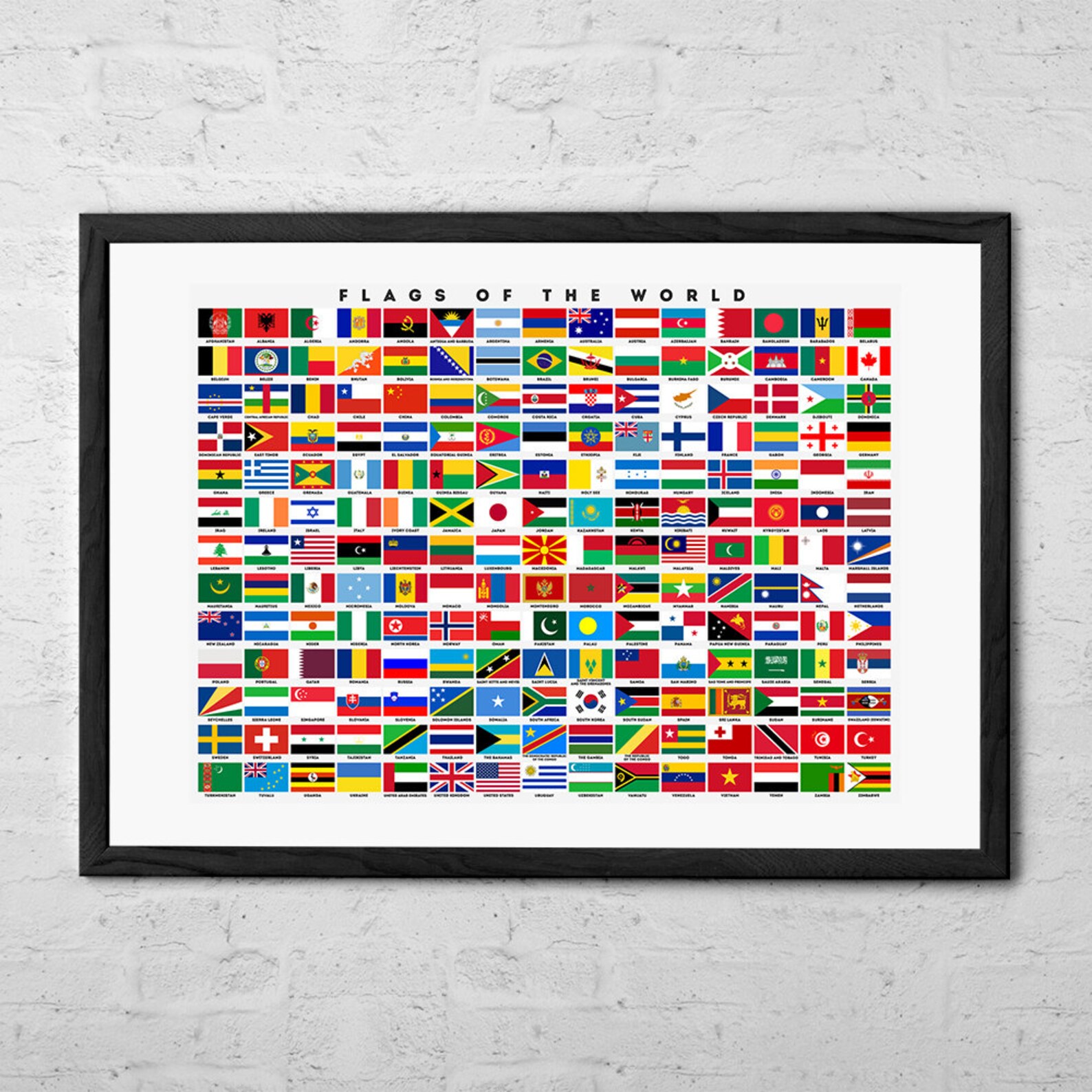 Flags of the World Art Print World Country Flags Poster Etsy