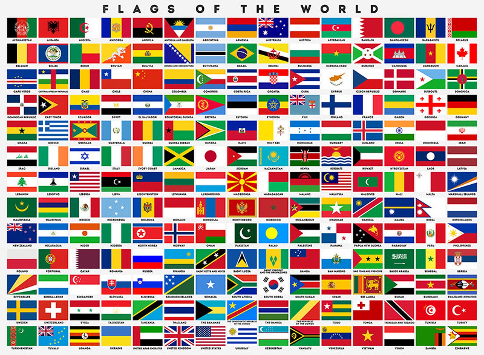 Printable World Flags Chart