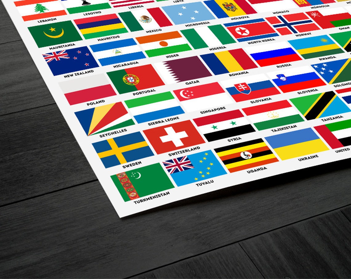 Flags of the World Art Print World Country Flags Poster  Etsy