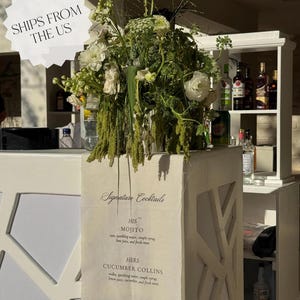 Menu baru z pościelą Perennial Linen, menu koktajli z tkanin, menu baru weselnego na zamówienie