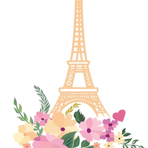 Home Bedroom Living Room Colored Eiffel Tower Decoration Vinyl Adhesive Multicolored Flowers City Of Love Paris Design Wall Decal Sticker