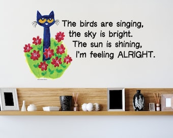 Pete the Cat Book Decal – Reading Quote Wall Sticker | Groovy Flower Vinyl Decals for Library, Nursery, Kindergarten Classroom