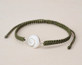 Shell Bracelet, Shiva Bracelet, Macrame Bracelet, Surf Bracelet, Stone String Bracelet, Stone Armband, Shiva Eye Armband, Eye of Shiva