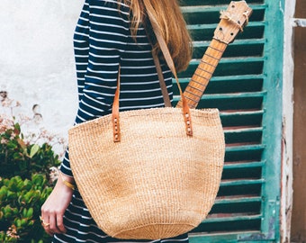 Sac de paille, sac en sisal, sac panier de plage, kiondo, sac de plage pour femme, panier bohème, sac d'été, sac fourre-tout en paille, sac à main en paille, sac de plage fourre-tout