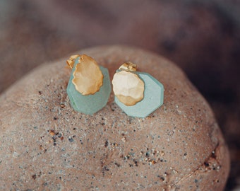 Turquoise Earrings, Stone Earrings, 18k Gold Earrings, Jade Earrings, Chalcedony Earrings, Gem Gold Earrings, Bridesmaid Earrings