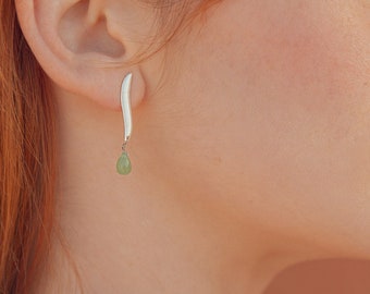 Green Jade Earrings, Delicate Dangle Earring, Leaf Earrings, Delicate Stud Earring, Coral Earrings, Amethyst Earring, Tiny Gemstone Earrings