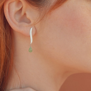 Green Jade Earrings, Delicate Dangle Earring, Leaf Earrings, Delicate Stud Earring, Coral Earrings, Amethyst Earring, Tiny Gemstone Earrings Green Jade