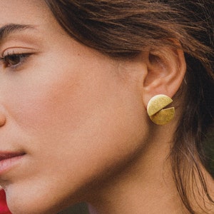 Gold Earrings, Gold Disc Earrings, Silver Earrings, Circle Earrings, Round Earrings, Circle Stud Earrings, Hoop Stud earrings, Post Earrings image 1
