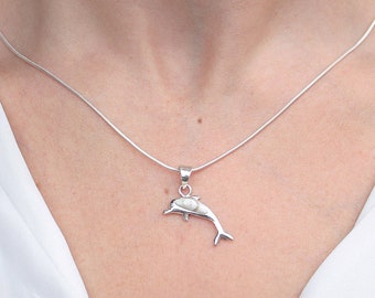 Dolphin Necklace, Shell Necklace, Sea Lover Gift, Dolphin Pendant, Sea Life Pendants, Ocean Necklace, Animal Necklace, Silver Pendant