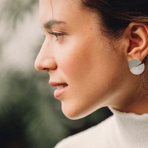 Silver Earrings, Disc Earrings, Circle Earrings, Earrings Gold, Round Earrings Gold, Mixed Metal Jewelry, Stud Earrings, Golden Earrings