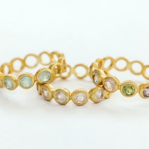 Band Ring with Stones, Statement Gem Rings, Colorful Gold Ring, Stone Ring Gold, Rings for Women, Baguette Gemstone Ring, Aquamarine Ring