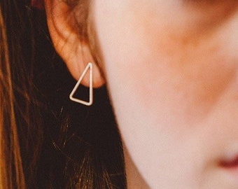 Triangle Earrings, Silver Stud Earrings, Minimalist Earrings, Triangle Stud Earrings, Geometric Stud Earrings, Triangle Post Earrings Boho