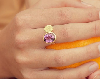 Amethyst Ring, Gem Ring, Gold Statement Ring, February Birthstone Ring, Gemstone Ring, Gem Stone Rings for Women, Amethyst Jewelry