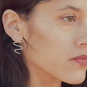 Unique Earrings, Boho Earrings, Lightning Earrings, ZigZag Earrings, Geometric Earrings, Earrings for Women, Chevron Earrings, Wire Earrings Sterling Silver