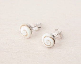 Silver Stud Earrings, Shiva Eye Earrings, Silver Studs, Sterling Silver Stud Earrings, Shell Stud Earrings, Shell Earrings, Earrings Studs