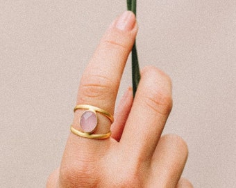 Gem Rings for Women, Aquamarine Ring, Gem rings Girls, Rose Quartz Ring, Gemstone Ring, Aqua Chalcedony Ring, Gold Rings, Gem Ring Gold