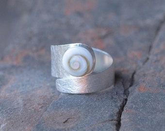 Shiva Eye Ring, Occhio di Santa Lucia, Seashell Ring, Shiva Ring, Sterling Silver Ring Women, Silver Shell Ring, Eye of Santa Lucia Ring