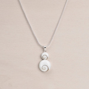 Natural Stone Pendant, Shiva Eye Shell Necklace with Silver Chain, Handmade Necklace, Sterling Silver Pendant, Silver Gift for Her, BFF