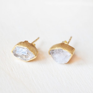 Herkimer Diamond Earrings, Herkimer Earrings, Rose Quartz Earrings, Raw Gemstone Earrings, Raw Stone Earrings, Stone Stud Earrings Herkimer Quartz