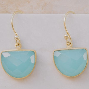Aqua Chalcedony Earrings, Gem Earrings, Gemstone Earrings, Aquamarine Earrings, Blue Chalcedony Earrings, Earrings dangle Birthstone image 3