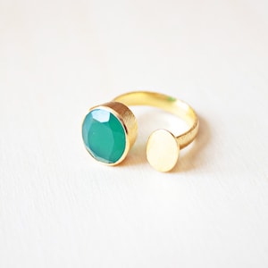 Aquamarine Ring, Green Onyx Ring, Gem Stone Ring, Blue Stone Ring, Gemstone Ring, Gem Rings for Women, Rose Quartz Ring,Aqua Chalcedony Ring Green Onyx